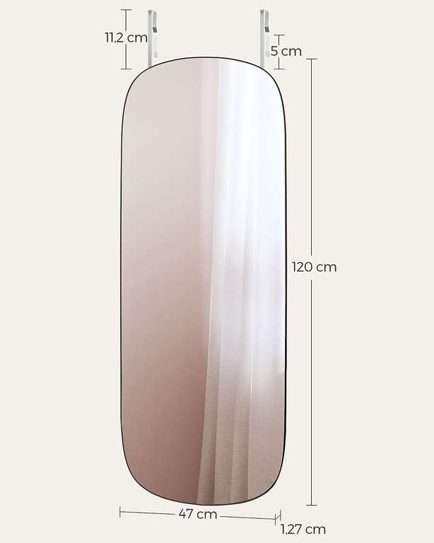 SONGMICS Wand-/ Ganzkörperspiegel mit gebogener Ecke / Rahmenlos (120x47cm)