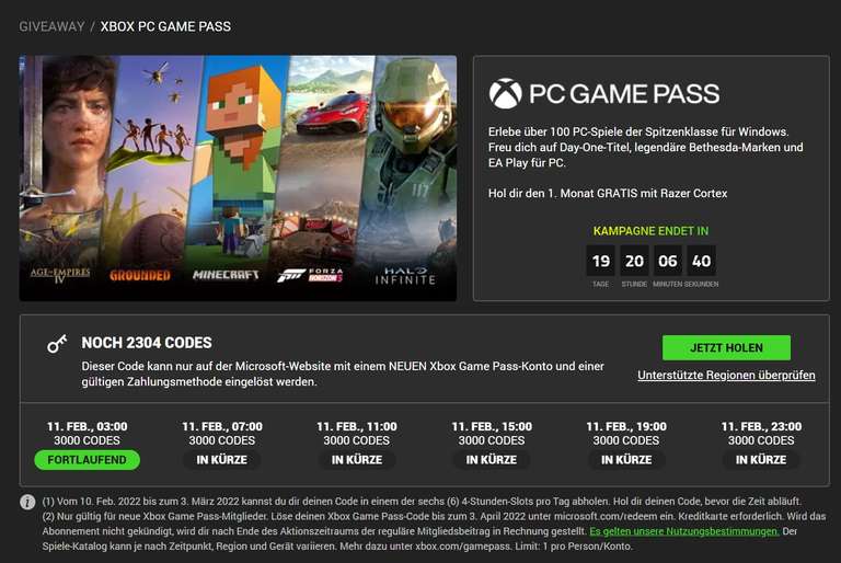 Razer Cortex - 1 Monat Xbox PC Game Pass gratis (nur für neue Accounts bzw. ohne aktives Abo)