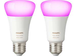 PHILIPS Hue White & Col. Amb. E27 Doppelpack Bluetooth LED Lampen Mehrfarbig (Exklusiver SATURN CARD-Preis)