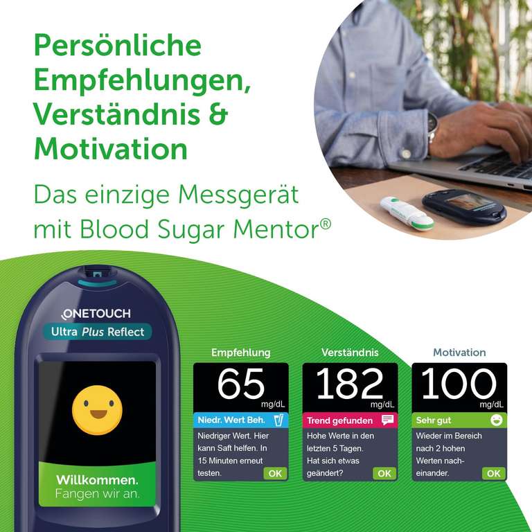 OneTouch Ultra Plus Reflect Blutzuckermesssystem für Diabetes mit Prime.
