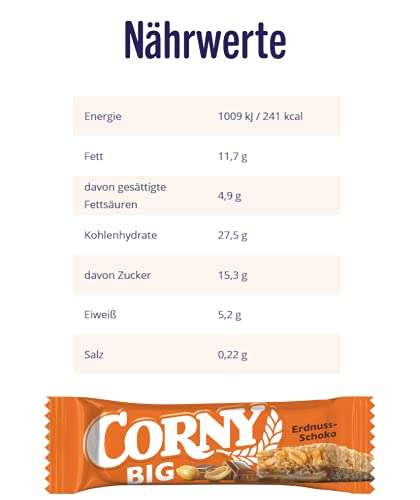 [Sparabo+Coupon] Corny Big Erdnuss-Schoko, Müsliriegel, 24er Pack (24x 50 g)