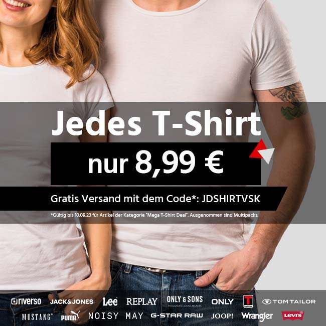 [Jeans Direct] Jedes T-Shirt für 8,99 € + Gratis-Versand