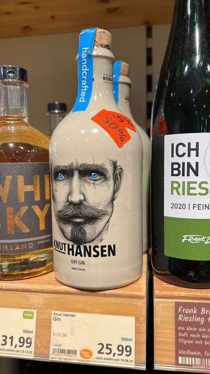 [Lokal - Heidelberg] Knut Hansen Dry Gin 0,5l bei Alnatura Weststadt -50%