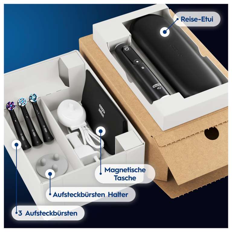 Oral-B iO Series 6 Plus Edition PLUS 3 Aufsteckbürsten, Magnet-Etui, 5 Putzmodi, recycelbare Verpackungblack Prime/Blitzangebote