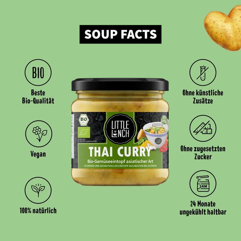 Little Lunch: Bio Eintopf Thai Curry 350ml/ Bio Eintopf Protein Bowl/ Gulaschsuppe Bio/ Bio Suppe Little Italy/Marokko je 2,42€ (Spar-Abo P)