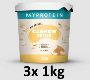 3x 1kg Myprotein Cashewbutter für 38,13€ inkl. Versand (12,71€/kg)