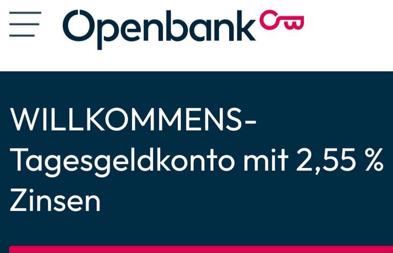 2,55% Tagesgeld Openbank 6 Monate