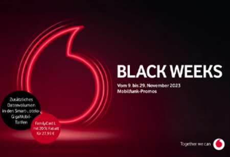 Vodafone / Otelo Black Week Deal: 999GB Bonus Datenguthaben bei Vodafone Smart Tarifen | 100GB bei Otelo