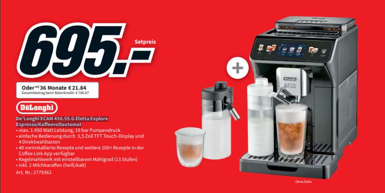 Lokal: De'Longhi ECAM 450.55.G Eletta Explore Espresso/Kaffeevollautomat (Berlin Media Markt Alexa)