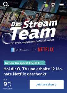 Netflix Standard 12 Monate gratis für O2-TV-Kunden (Bei Buchung O2-TV L Abo)