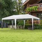 Outsunny Faltpavillon Pop-up Pavillon ca. 6 x 3m Gartenzelt höhenverstellbar UV-schutz mit Tasche Stahl-Verstrebungen, Weiß