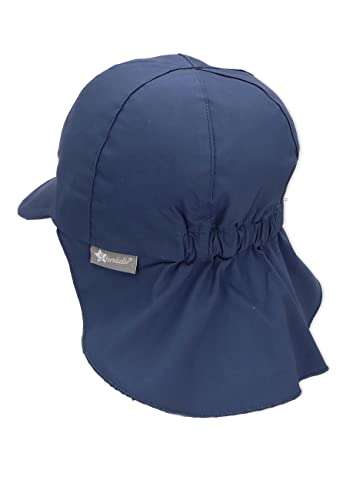 Sterntaler Unisex Schirmmütze - blauer & dunkelgrüner Kinder-Sonnenhut mit Nackenschutz und Bindebändern - Größen 43-49 - PRIME