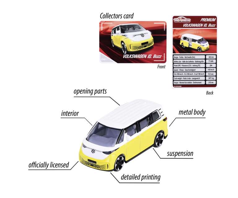 Majorette Premium Cars VW ID Buzz, gelb/weiß (Prime)