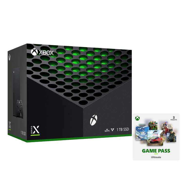 Xbox Series X inkl. 3 Monate Gamepass Ultimate [Eventuell Gutschein personalisiert]