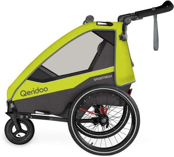 [CHECK24] Qeridoo 'Sportrex 2' Fahrradanhänger 2022, Lime Green Limited Edition, 2-Sitzer