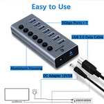 USB Hub, Tymyp Hub USB Splitter 3.0 7-Port Ultra Thin High Speed USB Adapter mit DC Adapter & 100CM USB Verlängerungskabel