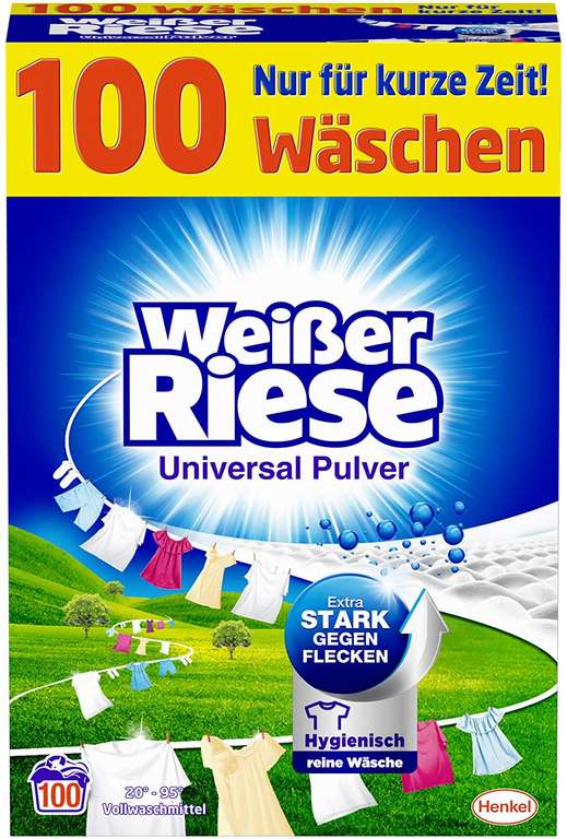 [Prime Sparabo] Weißer Riese Universal oder Intensivcolor Pulver, Großpackung Waschpulver (1 x 100 Waschladungen)
