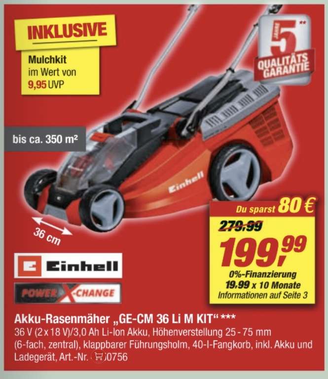 Einhell Akku Rasenmäher GE-CM 36 Li M Kit - Lokal & Online