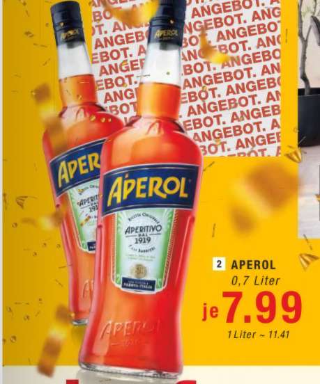 [Lokal Hofmeister Bietigheim & Sindelfingen ] Aperol Aperitif 0,7 Liter