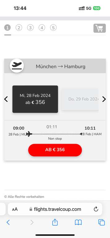 Travelcoup Semi- Private Jet von München nach Hamburg