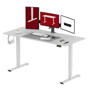 SANODESK Höhenverstellbarer Schreibtisch 160 x 60/75 cm Schreibtisch Höhenverstellbar Elektrisch Ergonomischer Steh-Sitz Tisch weiß