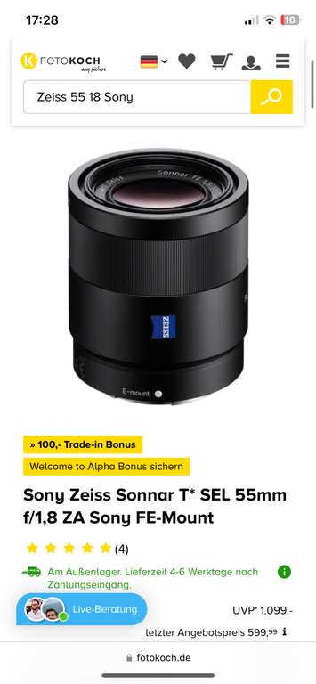 Sony Zeiss Sonnar T* SEL 55mm f/1,8 ZA