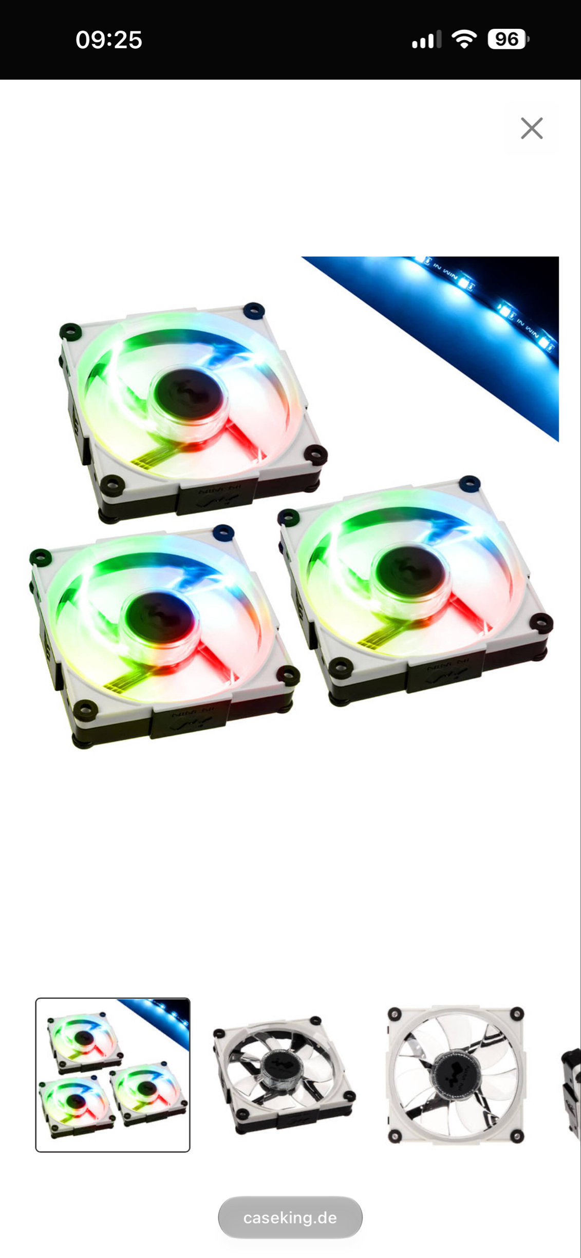 (4,96€/ Lüfter) InWin Aurora RGB-LED Lüfter, 120mm, 3er Set - schwarz/weiß