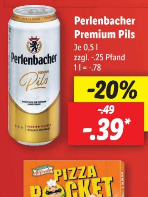 Lidl: Perlenbacher in der 0,5l Dose, Eigenmarke-Bier von Lidl ab 18.08.22