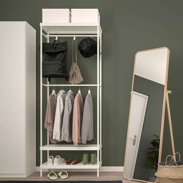 IKEA Click & Collect: MACKAPÄR Garderobenständer mit Schuhablage, weiß, 78x32x200 cm