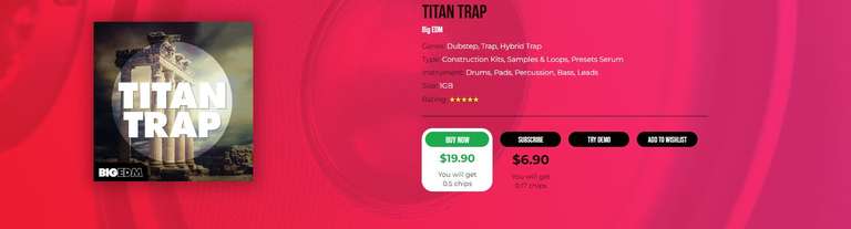 W.A.Production: 'Titan Trap' Sample Pack (Code: WACM9531 anwenden! 1GB an bspw Bass-Shots, Claps, FX, Drum-Loops, Melodien..) AU / AAX / VST