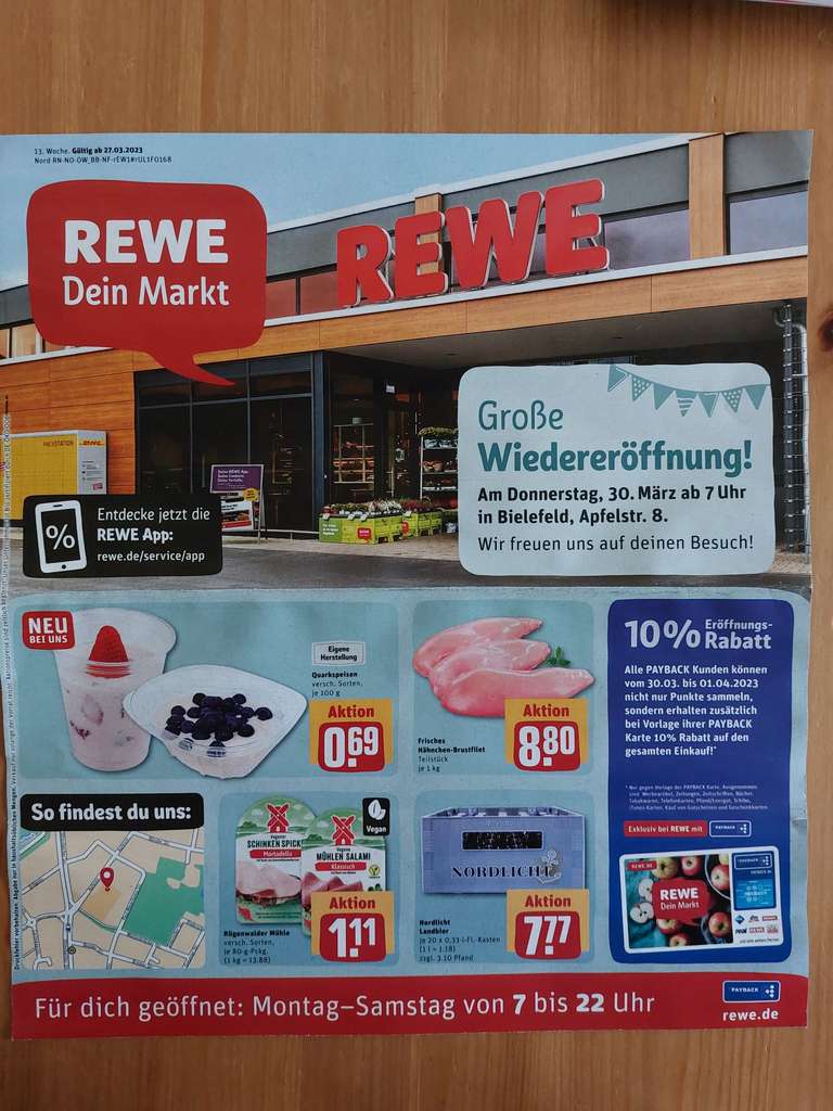 [Bielefeld lokal] Rewe Nordpark - 10%Eröffnungsrabatt auf den gesamten Einkauf für Payback-Kunden