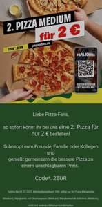 2. Pizza Medium für 2€ Papa Johns MBW: 25€