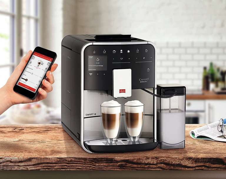 Melitta Caffeo Barista T Smart F840-100 Kaffeevollautomat (1450W, 15bar, 2x 135g Bohnenbehälter, 1.8l Wassertank, Milchsystem, Display, App)