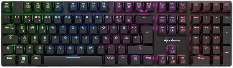 Sharkoon PureWriter RGB Mechanische Low Profile-Tastatur, schwarz (Kailh Choc Low Profile Red, RGB-Einzeltastenbeleuchtung)