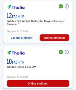 (Thalia) 10Fach auf den Online Einkauf bis 29.05 oder 12Fach auf den Einkauf bei Thalia, der Mayerschen oder Osiander bis 31.05