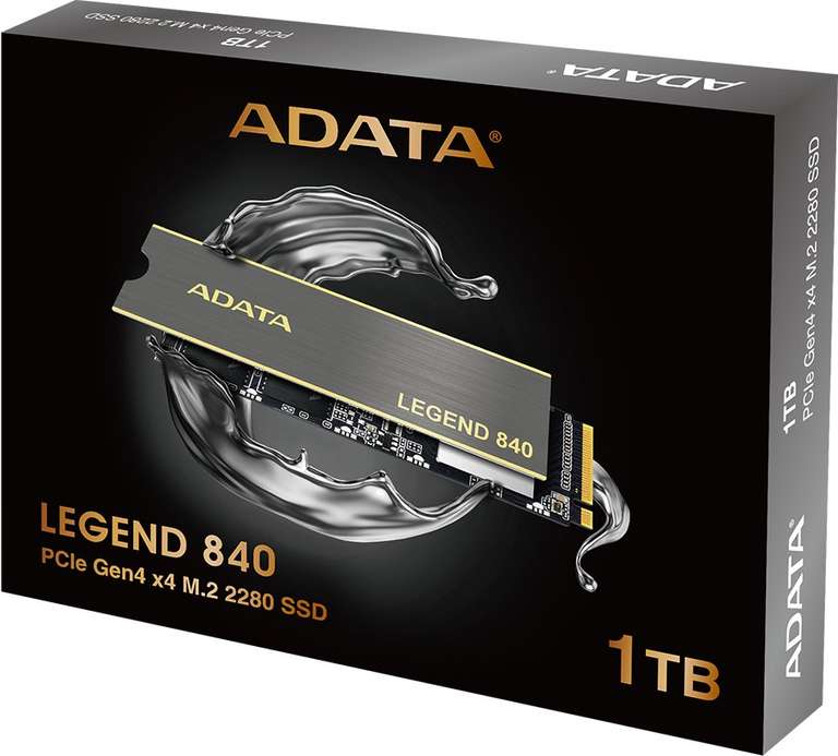 ADATA Legend 840 1TB SSD inkl. Kühlkörper | M.2 2280 | PCIe 4.0 | NVMe 1.4 | 5000/4750 MB/s | 3D-NAND | TBW: 650TB | PS5-kompatibel