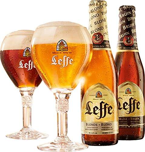 Leffe Blonde Flaschenbier, MEHRWEG im Kasten, Blondes Abteibier Bier aus Belgien (24 x 0.33 l) (Prime Spar-Abo) (Prime Spar-Abo)