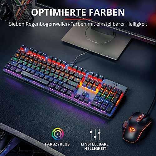 [Amazon Prime] Trust Gaming GXT 865 Asta - Mechanische Tastatur - Deutsches Layout - Multi Color Beleuchtung