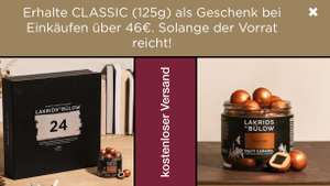 Lakrids by Bülow: Gratis Dose 125g Classic Salty Caramel + kostenloser Versand (46€ MBW z.B. Adventskalender)