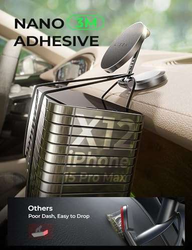 PRIME) LISEN 15W Magsafe Autohalterung mit Ladefunktion für iPhone 15 14 13  12 Pro Max Mini Plus & Samsung S23 Ultra