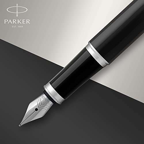 Parker IM Füller | schwarze Lackierung mit Chromzierteilen | Füllfederhalter Mittlere Spitze | Geschenkbox