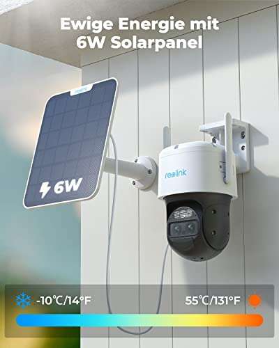Neue Reolink TrackMix mit Akku +Solarpanel, WLAN Kamera Outdoor, 2,4/5GHz WiFi, 360° Ansicht, KI-Erkennung, 2K, 6W Solarpanel