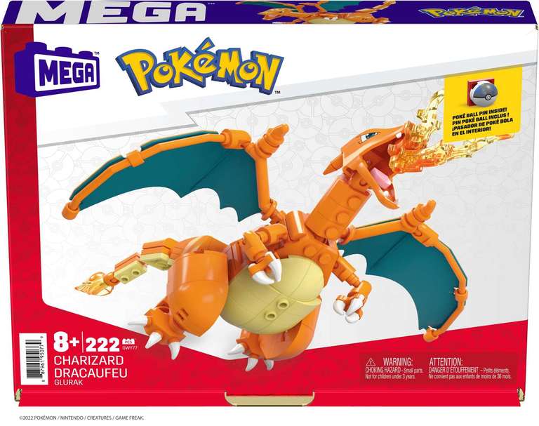 [Prime] MEGA Pokémon Glurak Konstruktionsspielzeug | 223 Bausteine, Höhe: 10cm, ab 6 Jahre