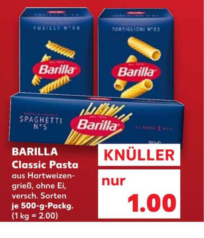 [Kaufland] 1€ Barilla Classic Pasta Nudeln (14.03-20.03)
