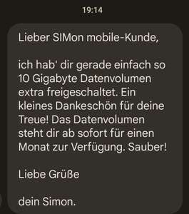 SIMon mobile - 10gb Geschenk (Bestandskunden)