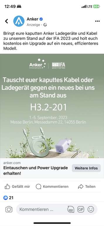 Anker Ladekabel Alt gegen neu kostenlos auf der IFA Berlin