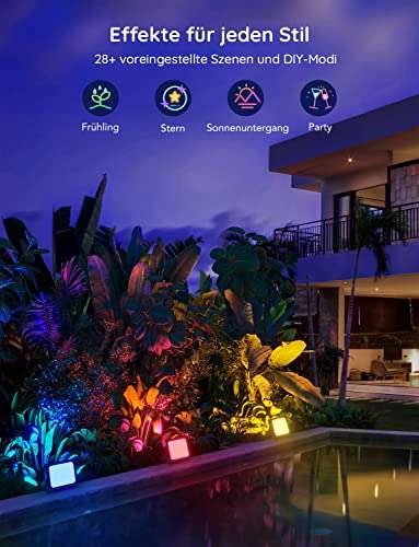 (Prime mit Coupon) Govee Smart LED Strahler, RGBICWW WiFi Outdoor Strahler Funktioniert mit Alexa