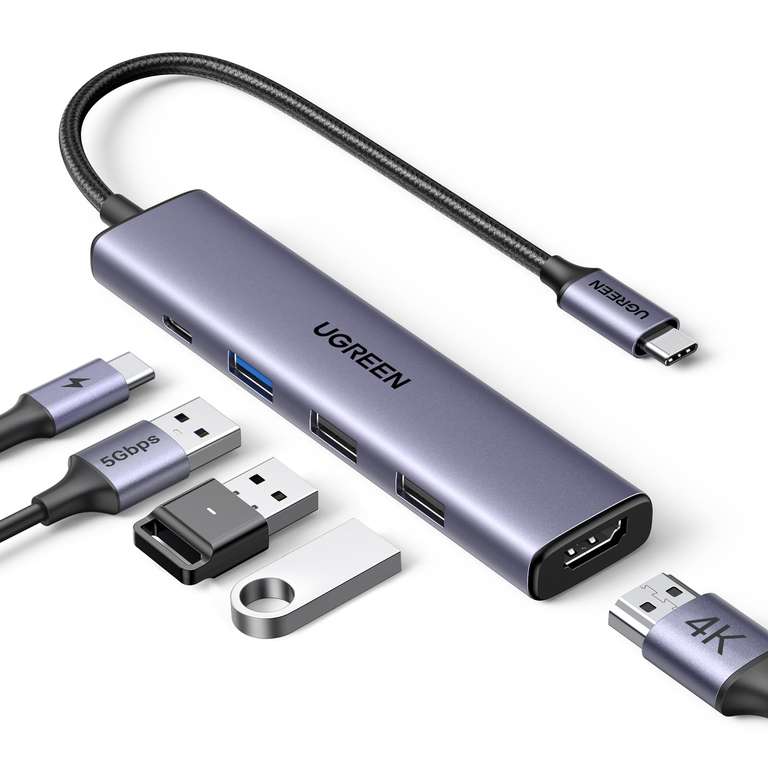 UGREEN Revodok USB C Hub mit PD 100W, 4K HDMI, 3 USB A Datenports 5Gbps USB C Dock USB C Adapter Multiport Adapter