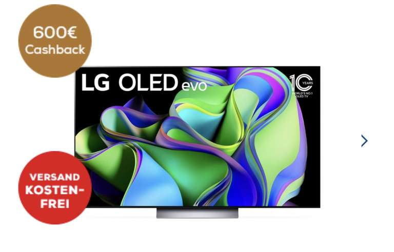 LG OLED77C38LA 2999€ - 600€ Cashback = 2399€ VK gratis!