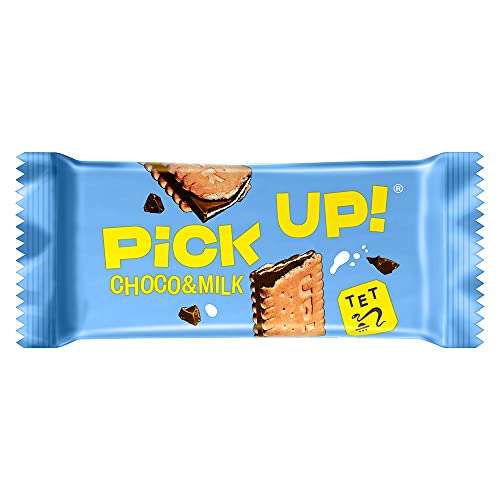 PiCK UP! Choco&Milk (24 x 28 g), Riegel mit knackiger Milchschokolade und Milchcreme zwischen zwei Keksen (Prime Spar-Abo)